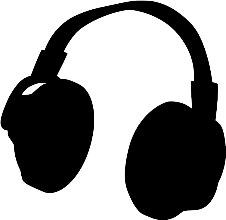 Silhouette Headphones Graphic PNG image