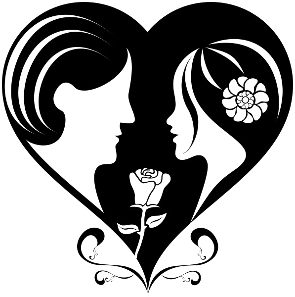 Silhouette Love Heart Design PNG image