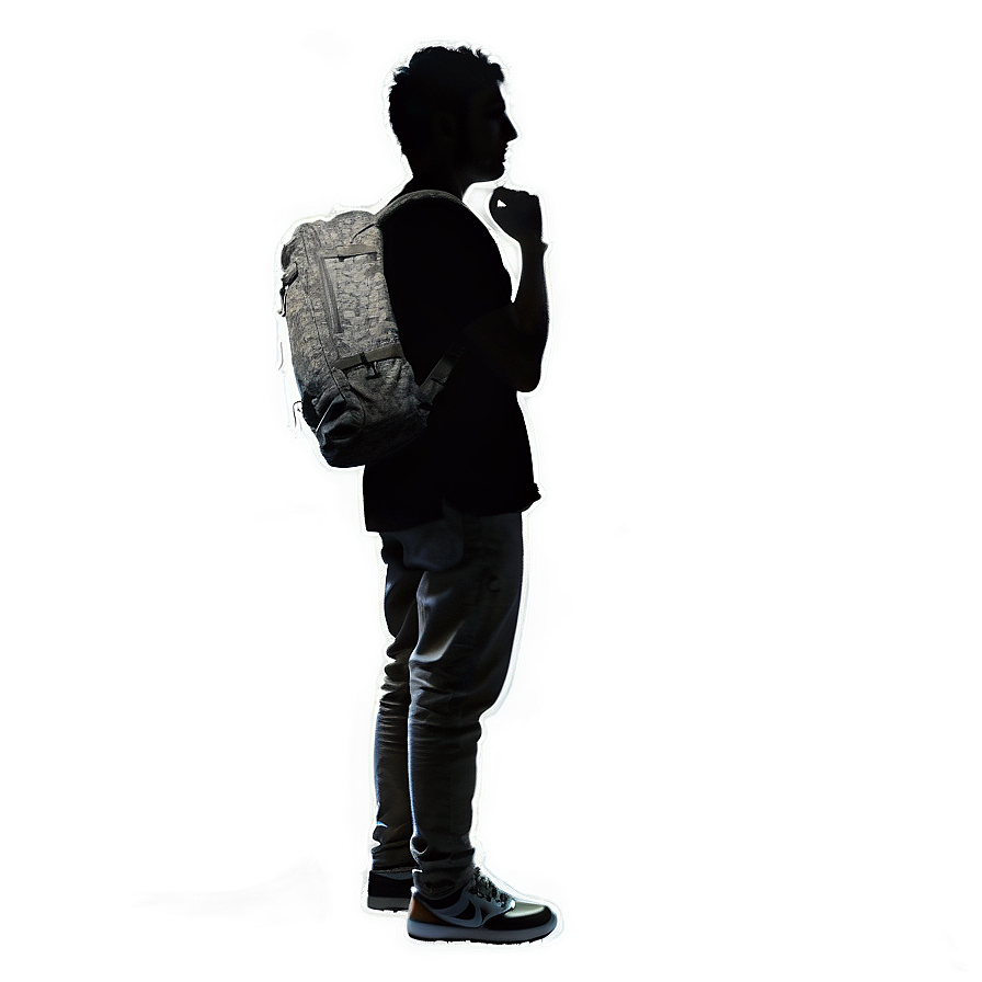 Silhouette Of A Person With Backpack Png 4 PNG image