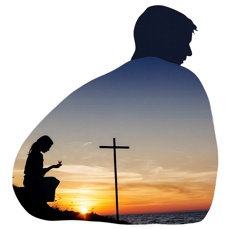 Silhouette Sad Person At Sunset Png Kfg PNG image