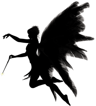 Silhouetted Angelin Darkness PNG image