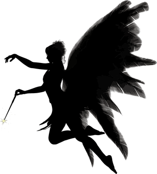 Silhouetted Angelin Darkness PNG image