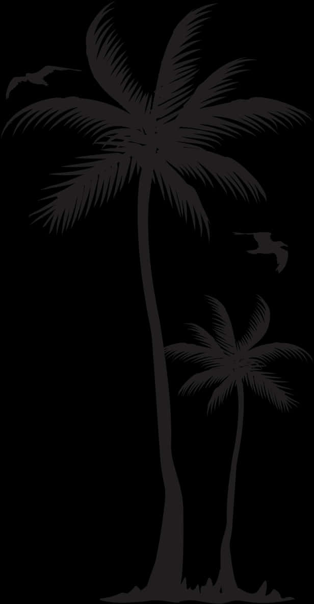 Silhouetted Coconut Trees Graphic PNG image
