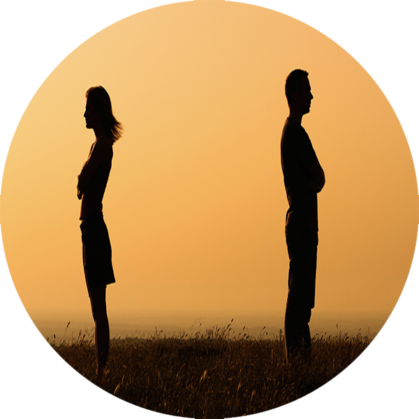 Silhouetted Couple Standing Apart During Sunset PNG image