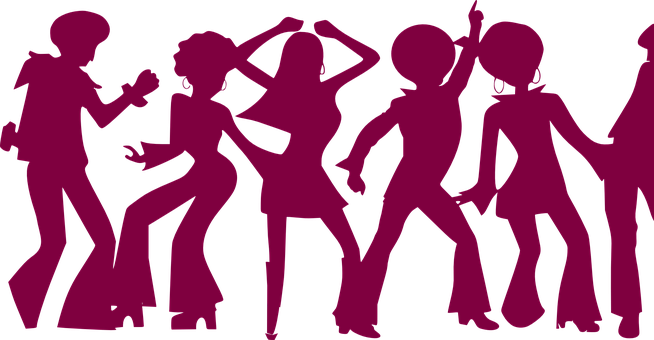 Silhouetted Dance Party PNG image