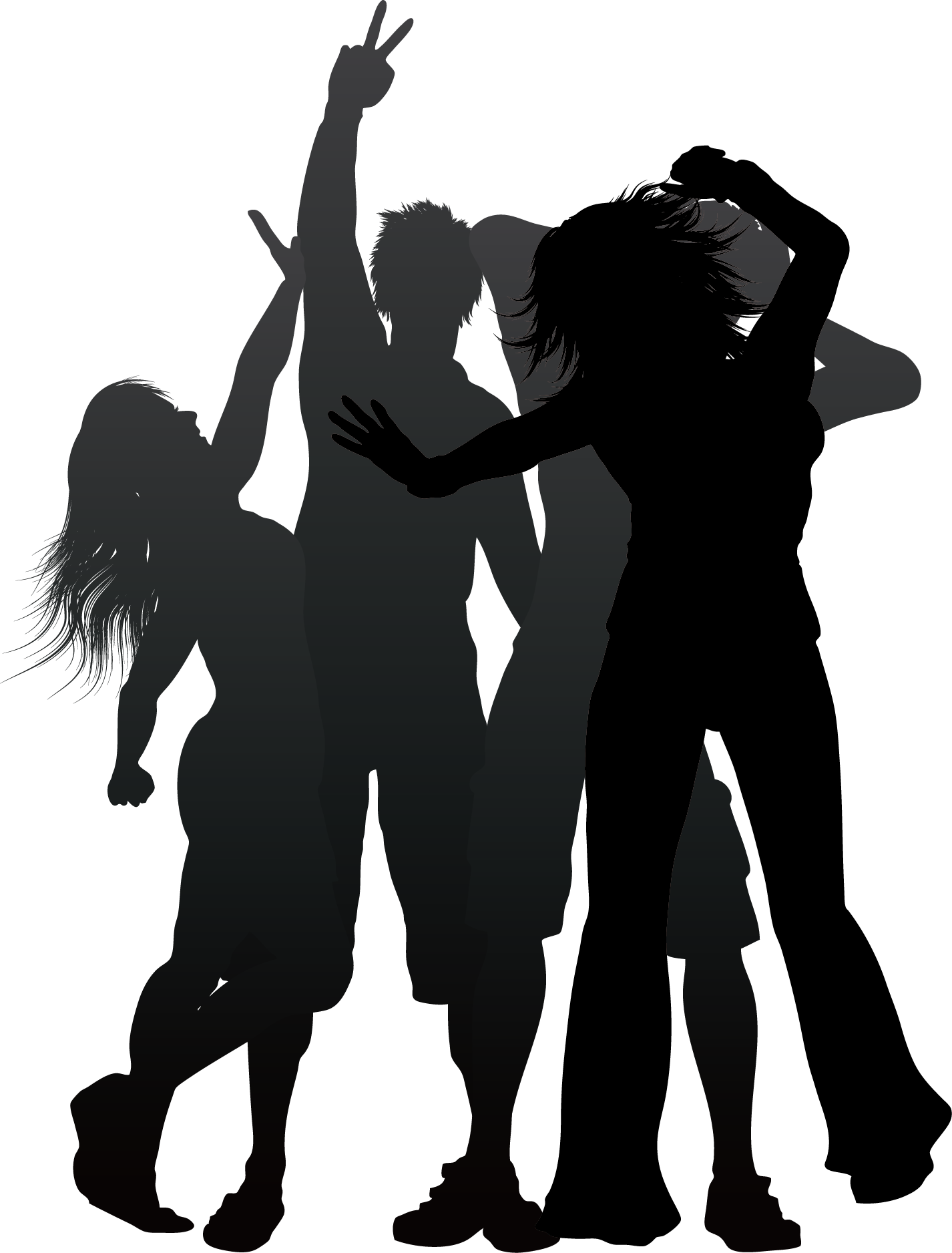 Silhouetted Group Celebration PNG image