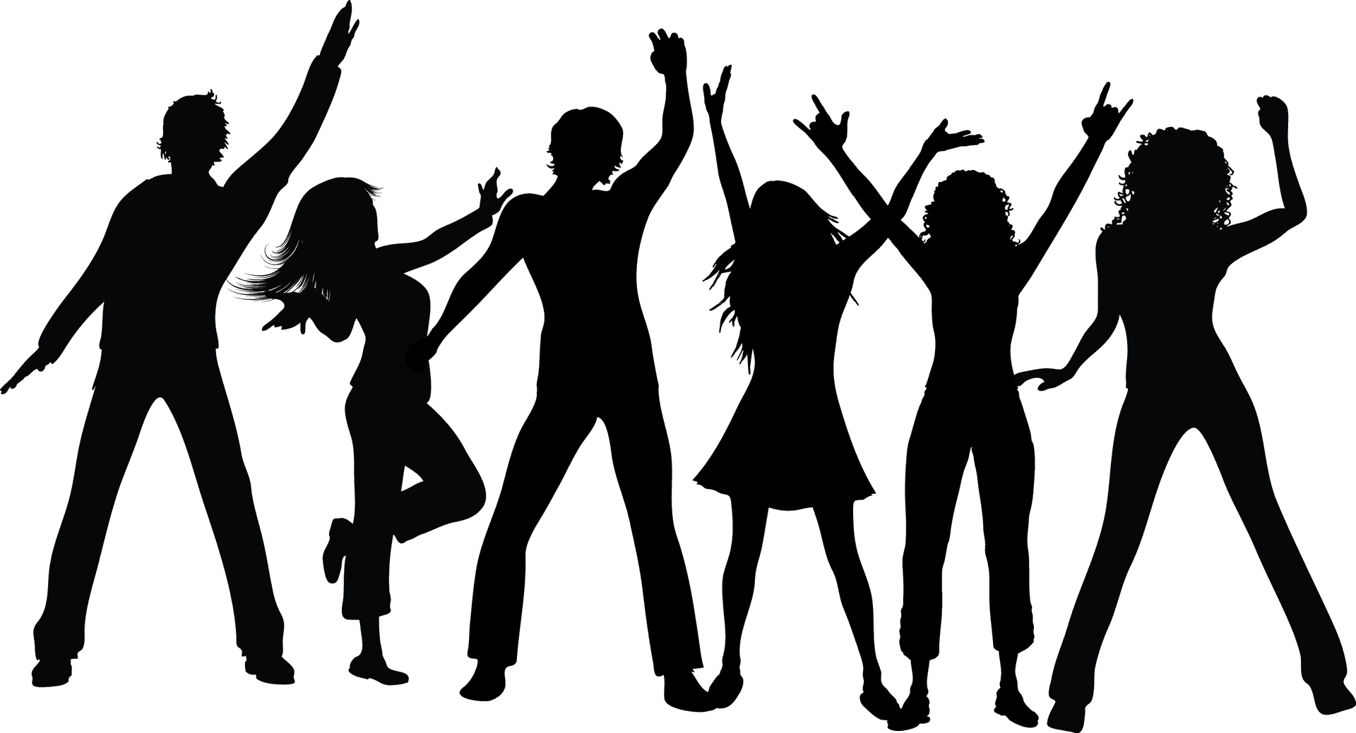 Silhouetted Group Celebration PNG image