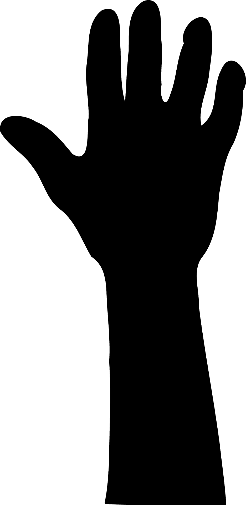 Silhouetted Hand Raised Upward PNG image