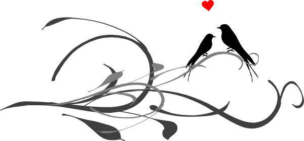 Silhouetted Love Birdson Floral Branch PNG image