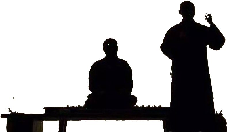 Silhouetted Meditationand Tea Ceremony PNG image