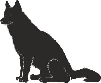 Silhouetted Sitting Dog PNG image