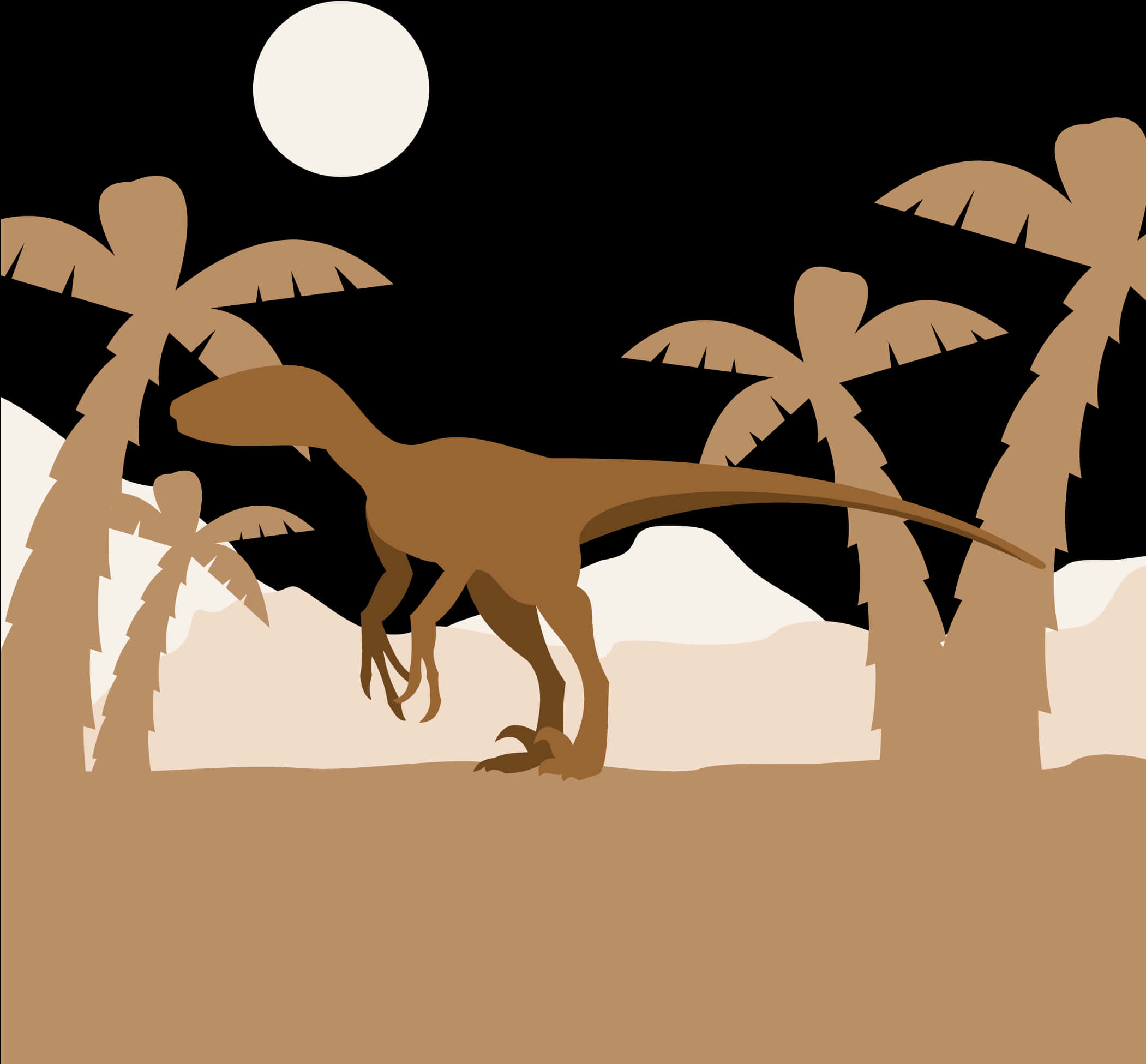 Silhouetted_ Tyrannosaurus_ Rex_ Night_ Scene PNG image