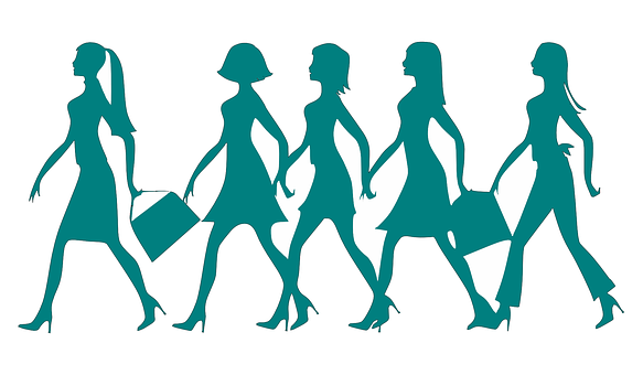 Silhouetted Women Walking In Style PNG image