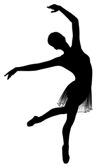 Silhouetteof Ballerinain Darkness PNG image