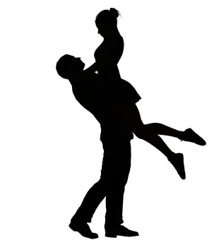 Silhouetteof Couple Dancingin Darkness PNG image