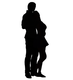 Silhouetteof Couple Embrace PNG image