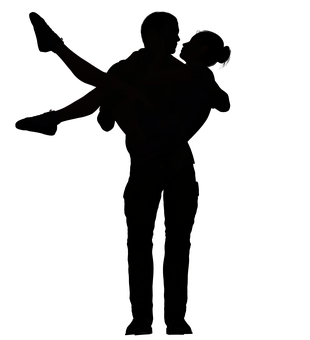 Silhouetteof Couple Embrace PNG image