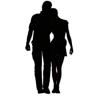 Silhouetteof Couple Embrace PNG image