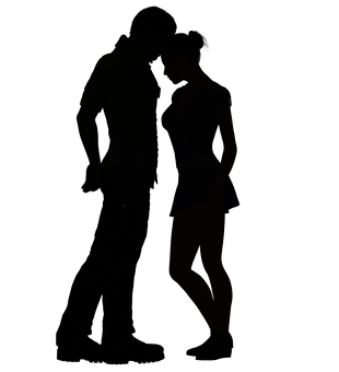 Silhouetteof Couple Embracing PNG image