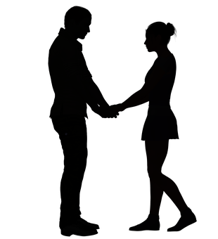 Silhouetteof Couple Holding Hands PNG image