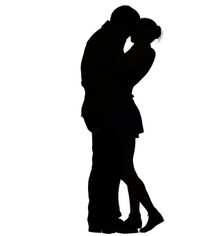 Silhouetteof Couple Kissing PNG image