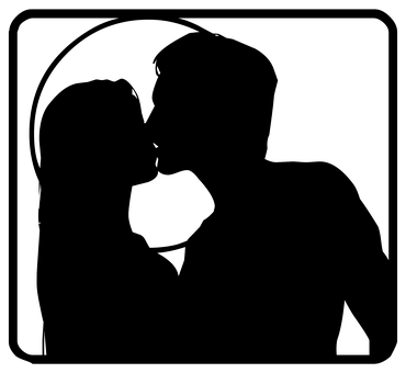 Silhouetteof Couple Kissing PNG image