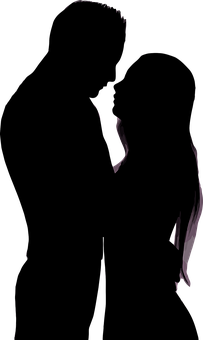 Silhouetteof Couple Kissing PNG image