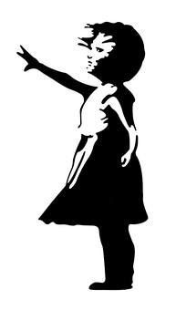 Silhouetteof Girl Pointing PNG image
