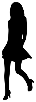Silhouetteof Girl Side View PNG image