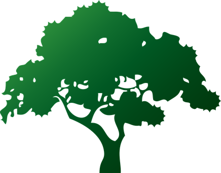 Silhouetteof Green Treeon Black Background PNG image