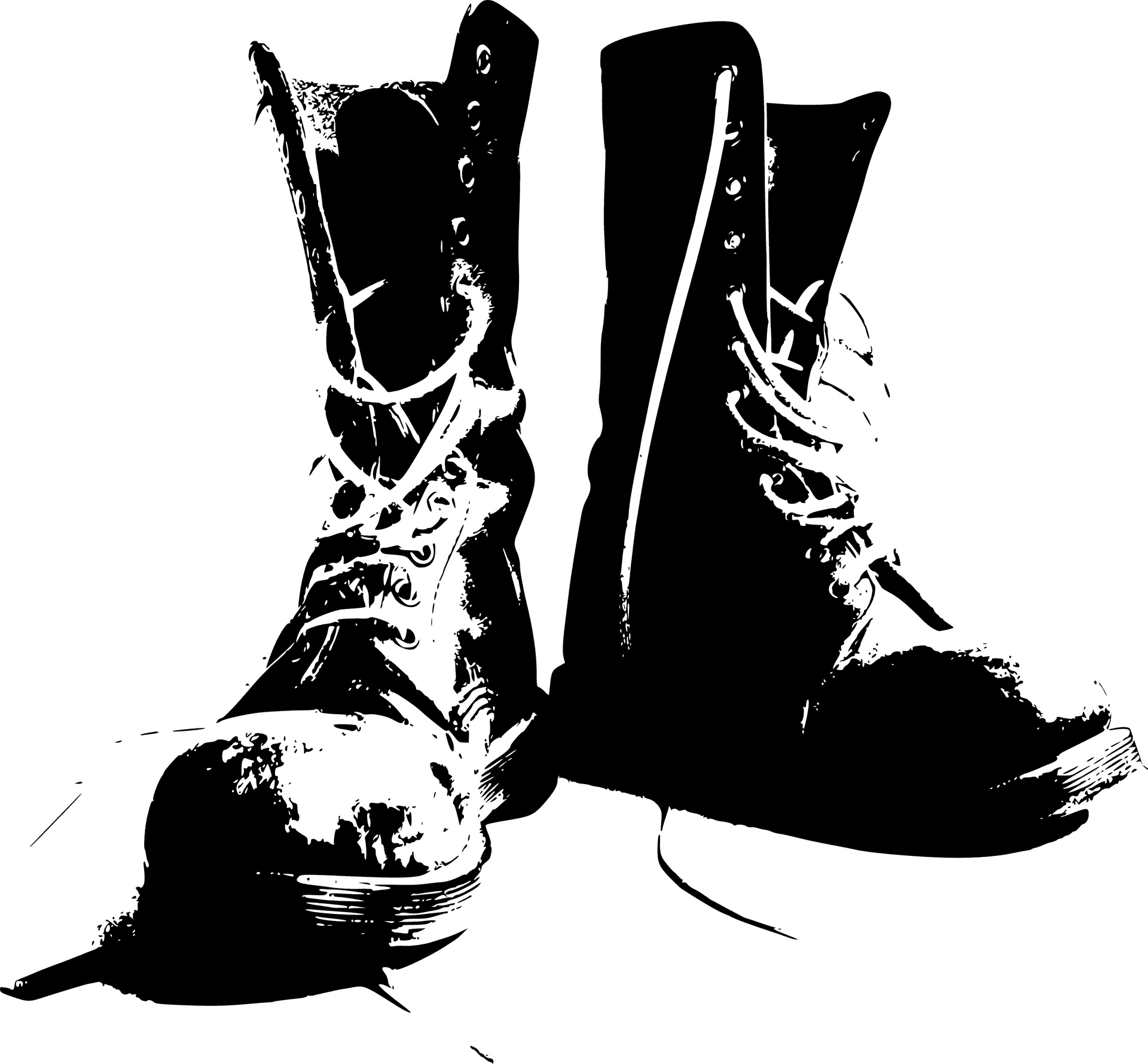 Silhouetteof Laced Combat Boots PNG image