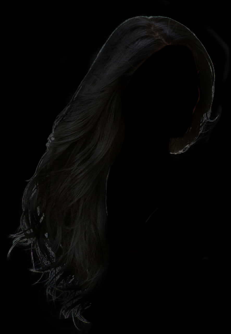 Silhouetteof Long Hairon Black Background PNG image