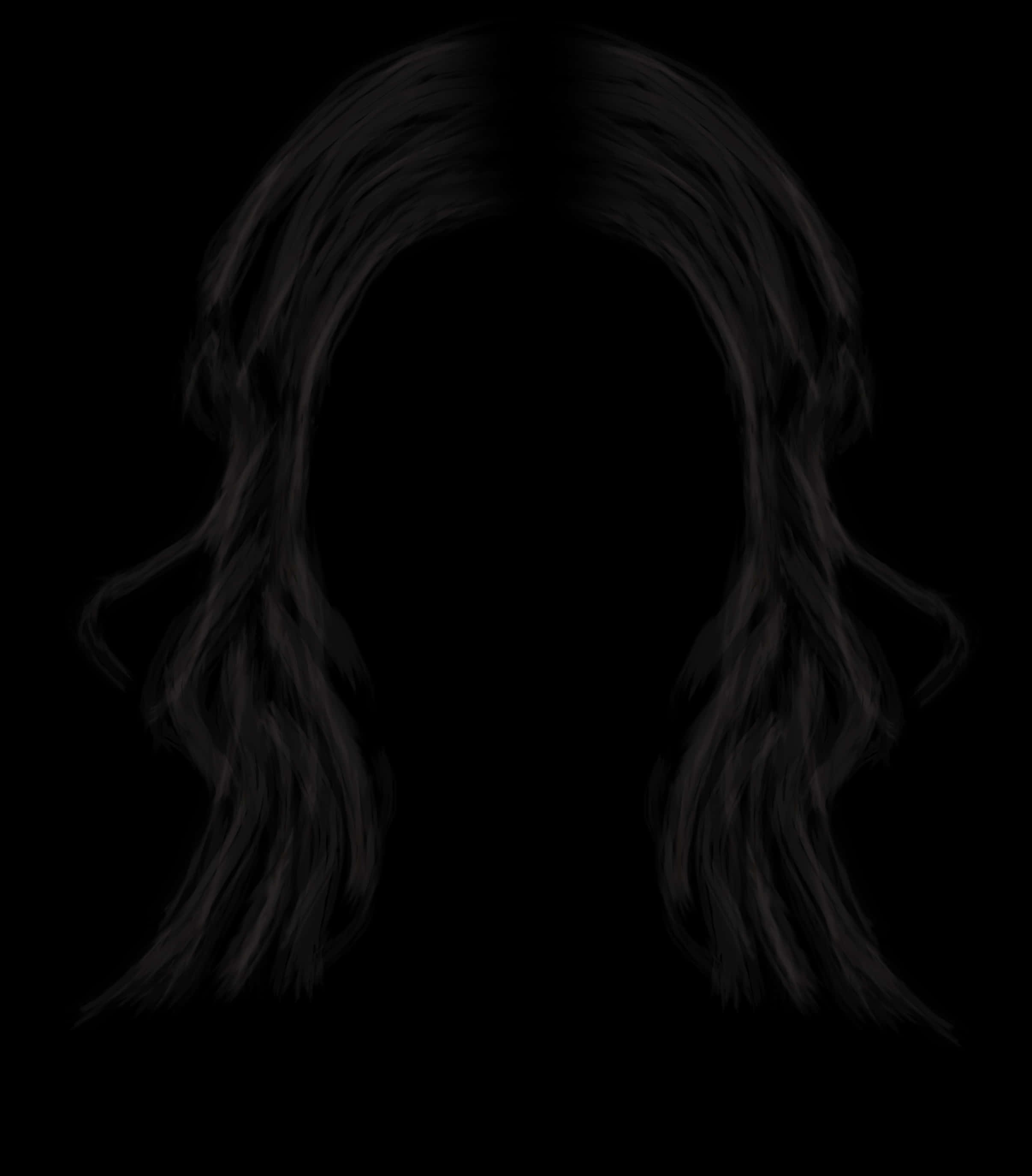 Silhouetteof Long Hairon Black Background PNG image