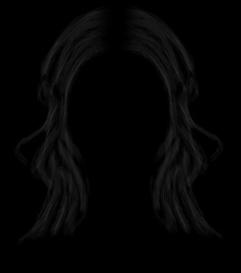 Silhouetteof Long Hairon Black Background PNG image