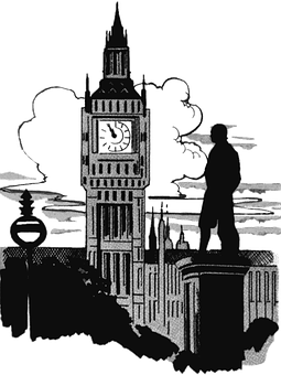 Silhouetteof Manand Big Ben PNG image