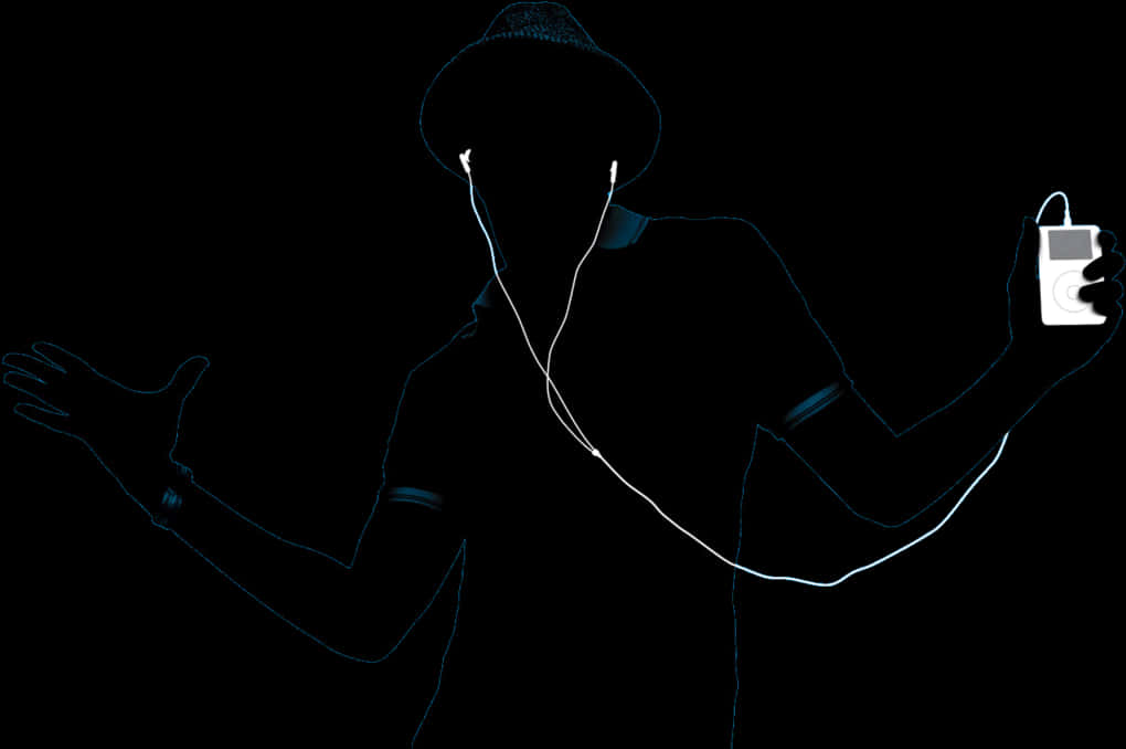 Silhouetteof Person Listeningto Music PNG image
