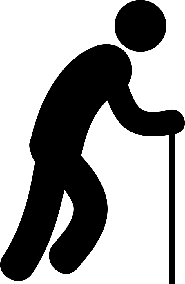 Silhouetteof Person Using Walking Stick PNG image
