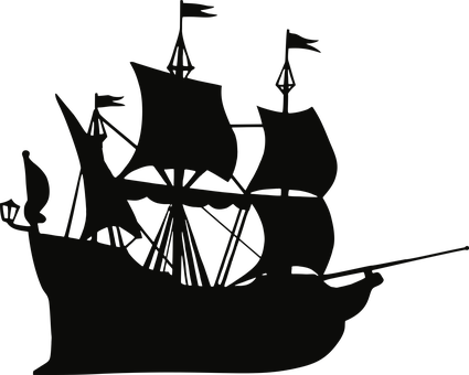 Silhouetteof Sailing Ship PNG image