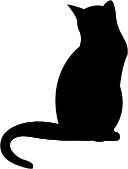 Silhouetteof Seated Cat PNG image