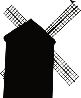 Silhouetteof Traditional Windmill PNG image