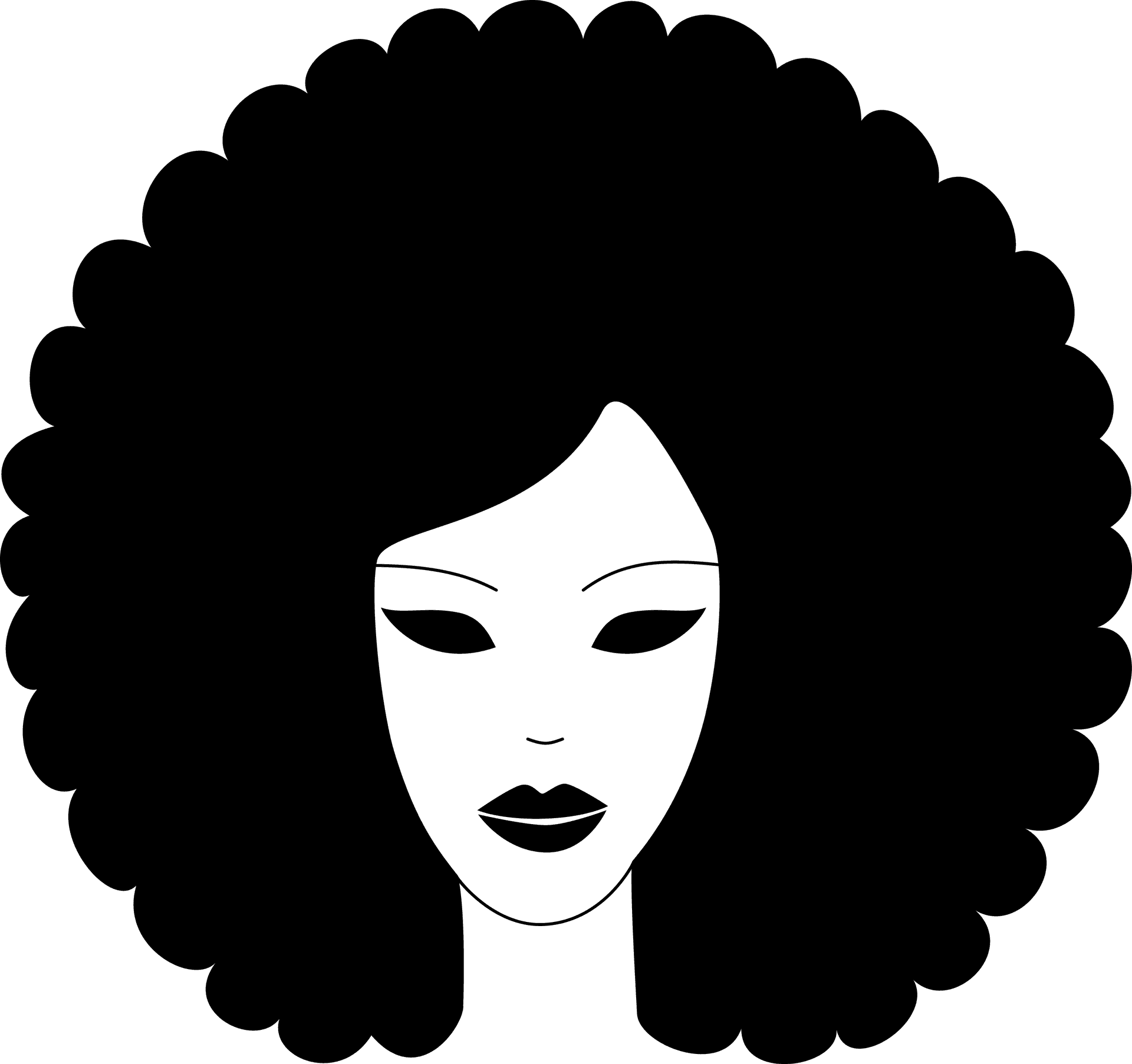 Silhouetteof Womanwith Afro Hairstyle PNG image