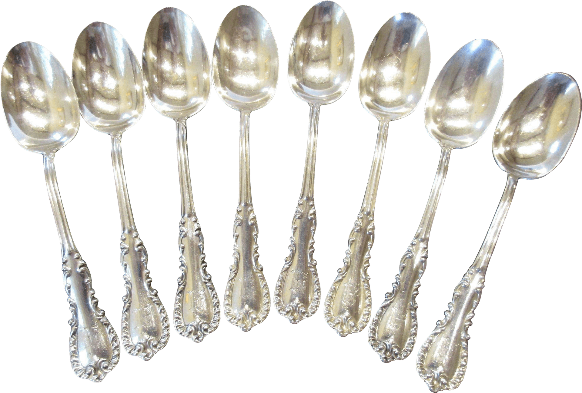 Silver Antique Spoons Collection PNG image