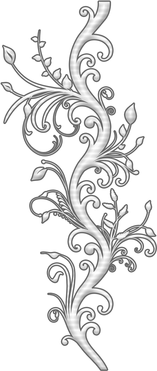 Silver Arabesque Floral Design PNG image