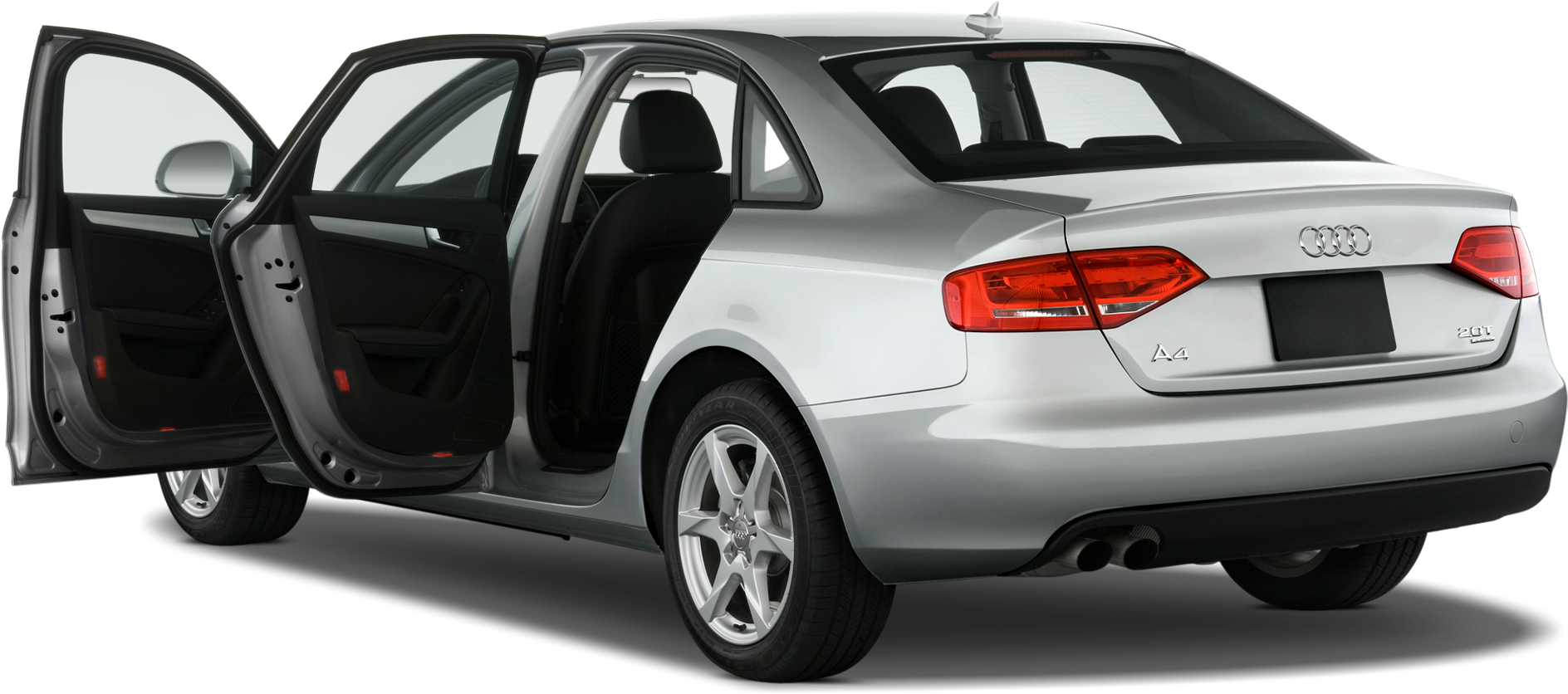 Silver Audi A4 Rear Viewwith Open Doors PNG image