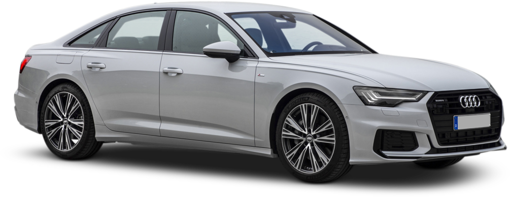 Silver Audi A6 Sedan Profile View PNG image