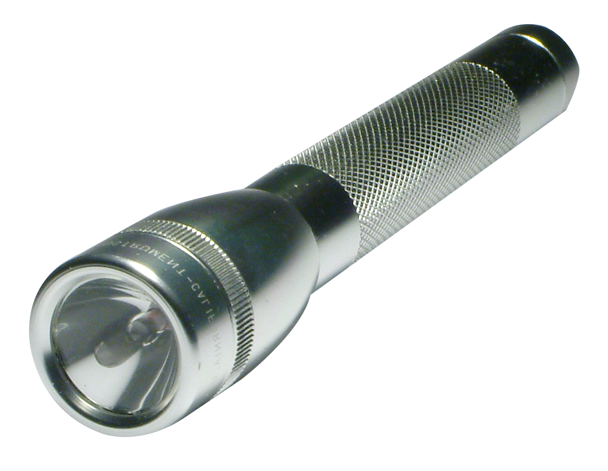 Silver Black Flashlight PNG image