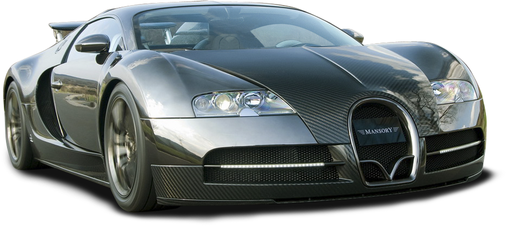 Silver Bugatti Veyron Mansory Edition PNG image