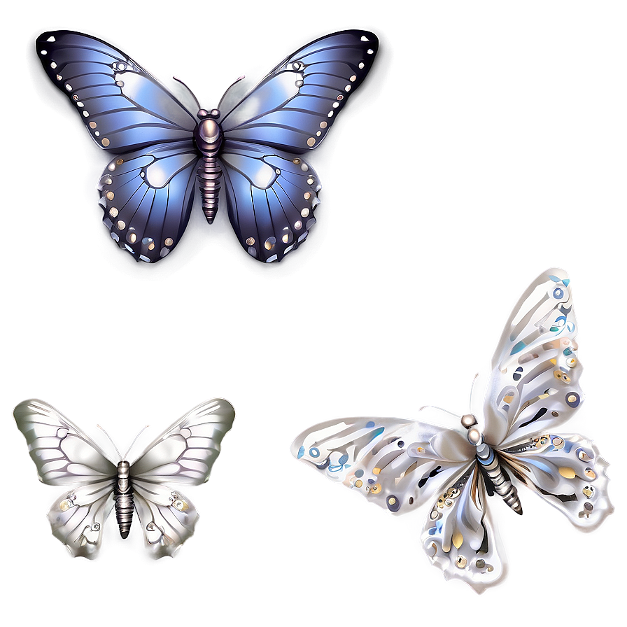 Silver Butterflies Png 05232024 PNG image