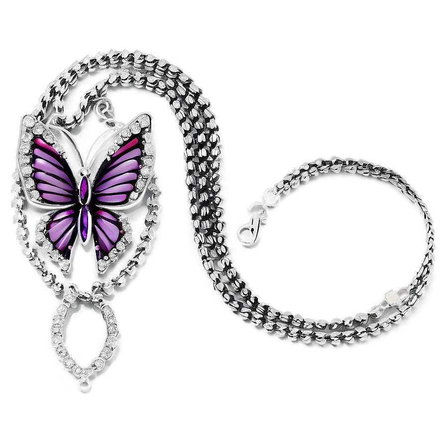 Silver Butterfly Necklace Png Knp13 PNG image