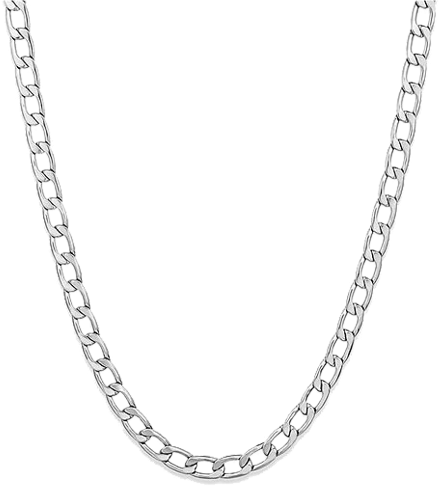 Silver Chain Necklace Gangsta Style PNG image